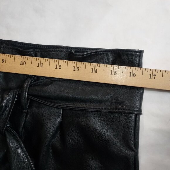 COMMANDO Faux Leather Pants Women's M Paper Bag Tie Waist Crop Trouser Black - Picture 12 of 12